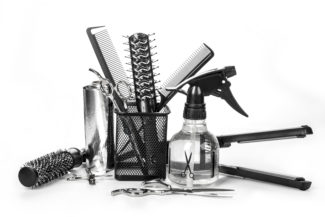 Professional hairdresser tools, isolated on white