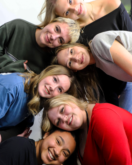 Oliver Finley Academy students having fun in our makeup room